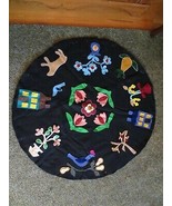 Colorful APPLIQUED Black Felt HOLIDAY TABLE COVER to Complete - 36&quot; Diam... - £19.67 GBP
