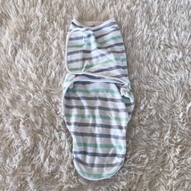 Aden &amp; Anias Striped Easy Swaddle Blanket Sleep Sack Gray Green 0-3 Monthsd - $11.87