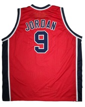 Michael Jordan #9 Team USA New Men Basketball Jersey Red Any Size image 2