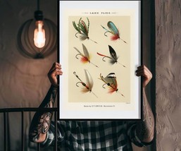 Hand-tied Lake Fish Fly Fishing Lures Vintage Art Print 16 x 20 in - £20.10 GBP