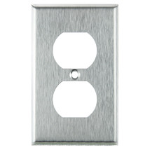 Brushed Stainless Power Outlet Cover Duplex Receptacle Wall Plate 1 FREE... - £12.50 GBP