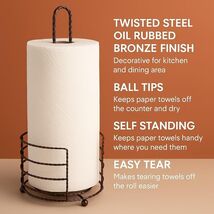 Paper Towel Holder Countertop Stand Oil Rubbed Bronze Twisted Steel Free... - $13.83