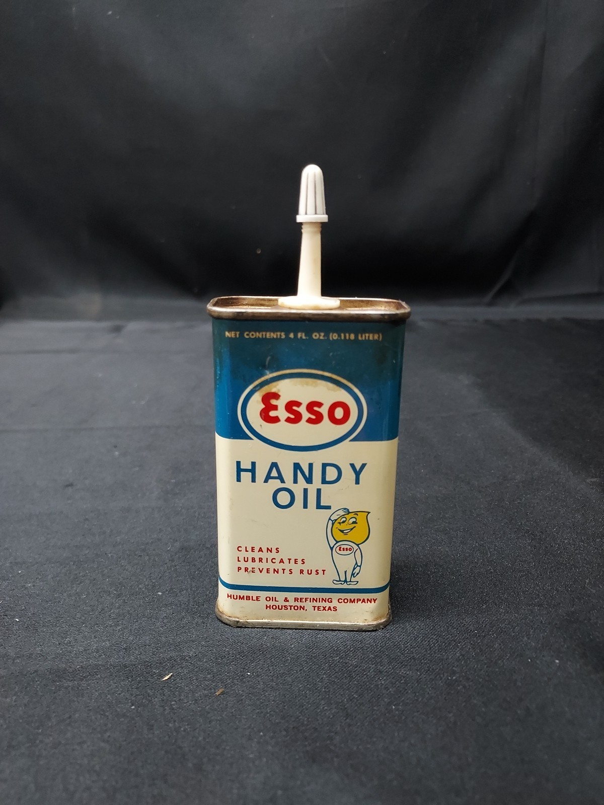 Vintage Esso Oil Can Handy Oiler Lubricant 4 fl oz Tin, Drop Man Graphics  - $19.64