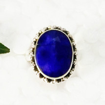 925 Sterling Silver Blue Sapphire Ring Birthstone Ring Handmade Jewelry - $48.06