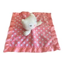 Cuddle Time Pink Owl Lovey Security Blanket Heart Print Satin Trim - $9.00