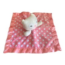 Cuddle Time Pink Owl Lovey Security Blanket Heart Print Satin Trim - £7.19 GBP