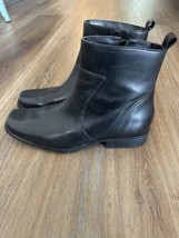 Rockport Mens Toloni Boots Black Leather Size 10.5 EUC Ankle K70048 Comfort Zip - £40.35 GBP