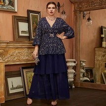 TOLEEN Women Elegant Large Plus Size Maxi Dress 2023 Slim Matching Oversized Lon - £95.78 GBP