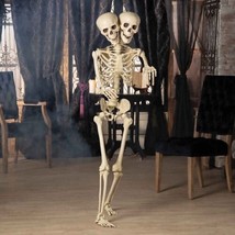 Two-Headed Life-Size Posable Skeleton Halloween Decoration (ot) - £158.75 GBP