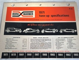 VINTAGE 1971 BORG WARNER TUNE UP SPECIFICATIONS REPAIR SERVICE MANUAL GU... - $14.80