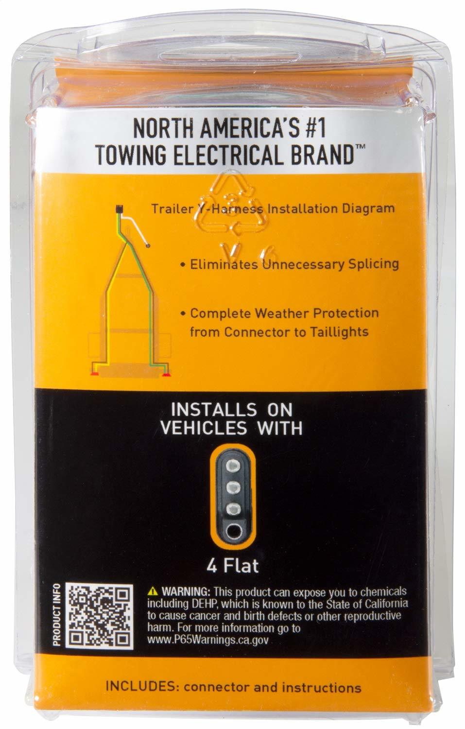 Hopkins Towing Solutions 48255 25&#39; 4 Wire Flat Trailer Side Y-Harness Co... - $26.93