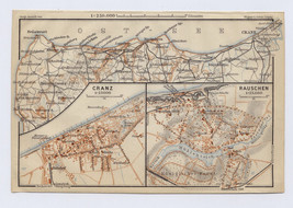 1914 Map Of Cranz Zelonogradsk Rauschen Svetlogorsk East Prussia Germany Russia - £27.28 GBP