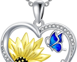 Mothers Day Gifts for Mom Wife, Sunflower Teardrop Necklace with Blue Bu... - £46.76 GBP