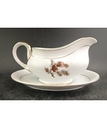 &quot;Pine Cone&quot; Gravy Boat &amp; Underplate, Kyoto Porcelain, #8045 Gold Trim,  ... - $492.14 MXN