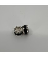 Lot 2 Brighton Intrigue Black/Clear Crystal Glitter Spacer Bead Charm Si... - $459.38 MXN