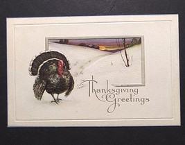 Thanksgiving Greetings Scenic View Embossed Turkey c1910s Unused UNP Postcard - £7.86 GBP