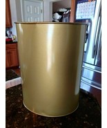 Vintage Metallic Gold Oval Waste Basket Home Office Attractive Trash Can - $817.52 MXN