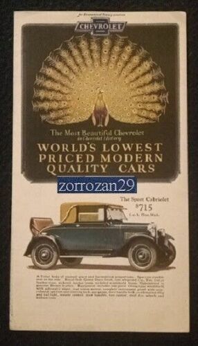 Primary image for 1927 CHEVROLET CAPITOL Série AA VINTAGE COULEUR BROCHURE DE VENTE - GRAND...