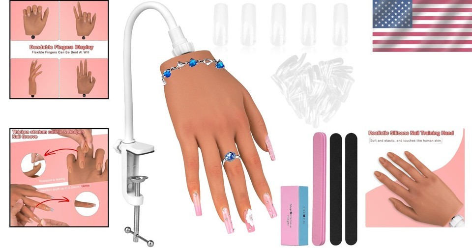 Bendable Acrylic Nail Practice Hand with Deep Nail Groove - Easy Maintenance Item image 2