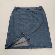Petite Sophisticate Stretch Women's Blue Cotton Blend Rear Slit Denim Skirt Sz 8 image 2