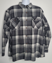 Duluth Trading Co Burlyweight Plaid Flannel Button Down Shirt Jacket Gray 2XL - £28.27 GBP