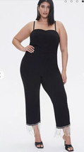 Forever 21 Womens Plus sz 2X Cami Jumpsuit Tassled Rhinestones Black NWT Stretch - £31.43 GBP
