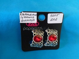 Paparazzi Clip-On Earrings (new) Glamorously Grand Duchess/Red 9205 - $5.15