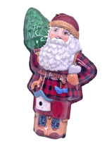 Hallmark Woodland Santa Claus Pressed Tin Keepsake Christmas Ornament 1996 Vtg - £29.77 GBP