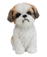 Adorable Lifelike Shih Tzu Puppy Dog Sitting Figurine with Glass Eyes Ho... - $512.99 MXN