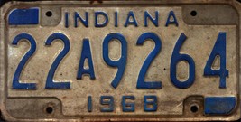 Vintage 1968 INDIANA License Plate - Crafting Birthday MANCAVE slf - $28.79