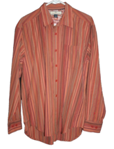 Tommy Bahama Men&#39;s Size Large L Long Sleeve Button Front Shirt Orange Cotton - £21.53 GBP