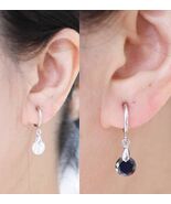 1 Pair Spring CLIP-ON CZ Cubic Zirconia DROP DANGLE EARRINGS SILVERTONE/... - €5,88 EUR+