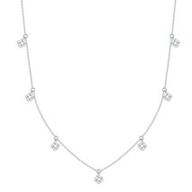 0.55CT Brillante Imitación Diamante 7 Estación Collar En 14K Bañado Oro Blanco - £174.93 GBP