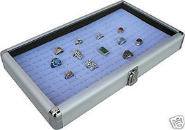 ALUMINUM 144 RING CASE BOX DISPLAY WITH GREY  INSERT NEW - £41.54 GBP