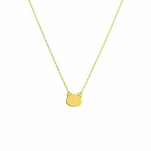 14K Solid Real Yellow Gold Mini Small Cat&#39;s Head Necklace Adjustable 16&quot;-18&quot; - £129.11 GBP
