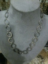 Vintage Sterling Silver Hoop necklace 49.6 grams .925 17 1/2&quot; - £70.06 GBP