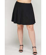Plus Size Black Knit Eyelet A Line Elastic Waist Mini Skirt - £15.05 GBP