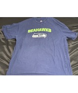 Seattle Seahawks T-Shirt 2XL Majestic NFL Blue Embroidered Logo Tee Mens - $16.02 CAD