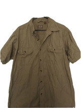 C.E. Schmidt Workwear Men&#39;s Dark Khaki Button Up Short Sleeve Shirt Size L - £31.67 GBP