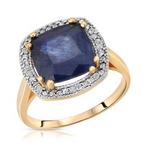 14K Gold Ring With Natural Diamonds And Sapphire - £1,171.04 GBP