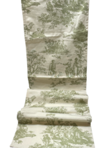 Pastoral French Table Runner Green Cream 12&quot; X 72&quot; Organic Cotton XTMYI - £7.89 GBP