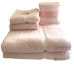Kate Spade Baby Pink 8 Pc Towels Set 2 Bath 2 Hand 4 Wash Facecloths Bathroom - £93.18 GBP