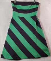 BCBGMAXAZRIA Mini Dress Womens 8 Black Green Striped Sleeveless Off The Shoulder - £17.76 GBP