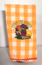 Martha Stewart Autumn Tea Towel 100% cotton Yellow Orange Red Kitchen - $6.71