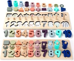 Wooden Number Puzzle for Toddler Activities - Montessori Toys for Toddlers Shape - £7.64 GBP