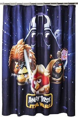 ANGRY BIRDS FABRIC SHOWER CURTAIN - 70" X 72"  NEW - £11.19 GBP