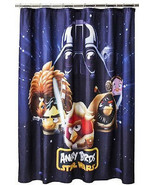 ANGRY BIRDS FABRIC SHOWER CURTAIN - 70&quot; X 72&quot;  NEW - £11.19 GBP