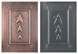 4 PUNCHED TIN PANELS Handcrafted Vertical Country Star Design in 2 Finis... - $49.97+