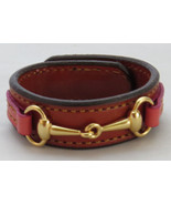 Equestrian Bit Bracelet Pink Chestnut Leather Gold Snaffle Horse Handcra... - £35.16 GBP