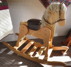 LARGE WOODEN ROCKING HORSE Handmade USA Toddler NURSERY Toy Furniture LI... - £360.80 GBP